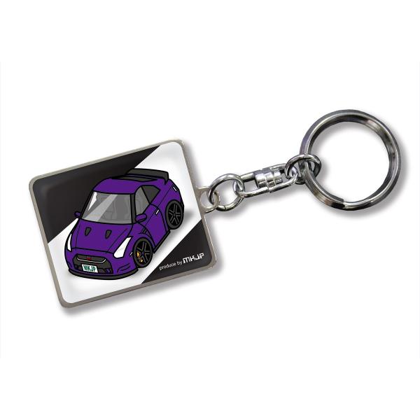 MKJP カスタムキーホルダー ニッサン GT-R R35 車カラー：パープル ゆうメール送料無料