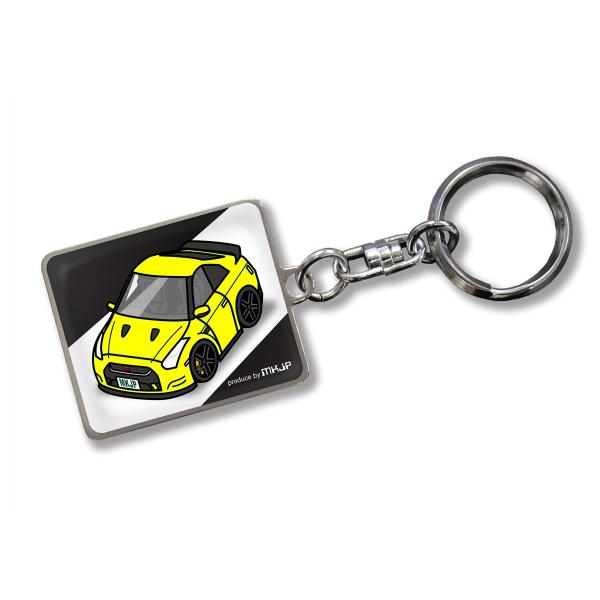 MKJP カスタムキーホルダー ニッサン GT-R R35 車カラー：イエロー ゆうメール送料無料