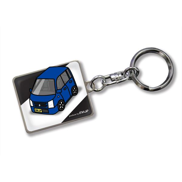 MKJP カスタムキーホルダー スズキ ワゴンR MH22S 車カラー：ブルー ゆうメール送料無料