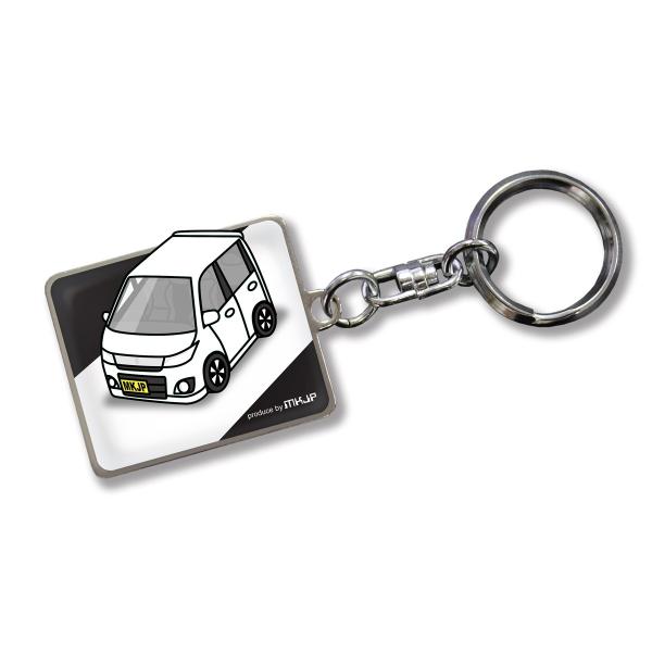 MKJP カスタムキーホルダー スズキ ワゴンRスティングレー MH23S 車カラー：ホワイト ゆう...