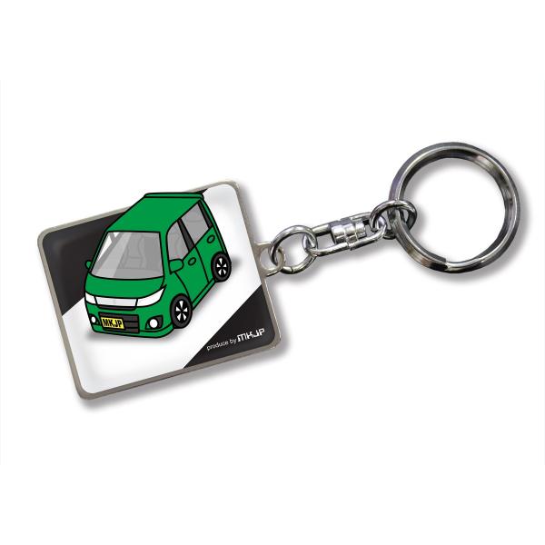 MKJP カスタムキーホルダー スズキ ワゴンRスティングレー MH23S 車カラー：グリーン ゆう...