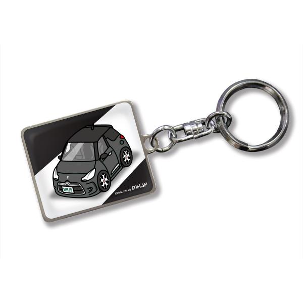 MKJP カスタムキーホルダー 外車 シトロエン DS3 車カラー：ブラック ゆうメール送料無料