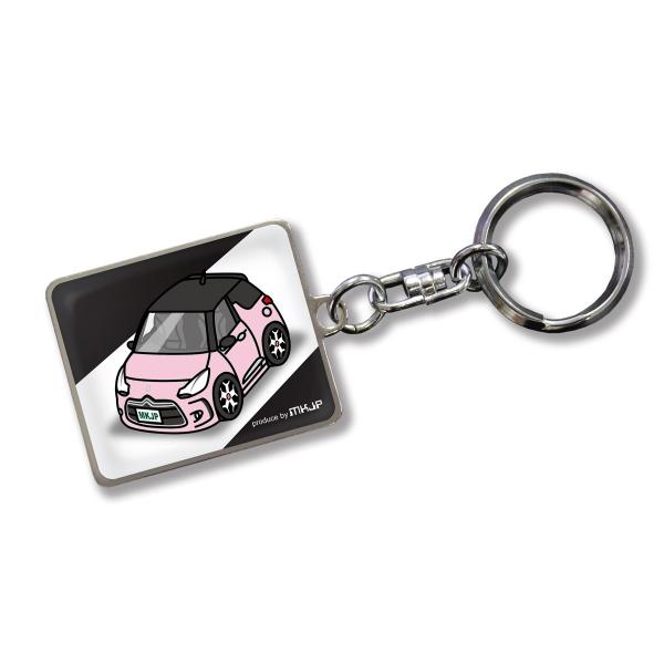 MKJP カスタムキーホルダー 外車 シトロエン DS3 車カラー：ピンク ゆうメール送料無料
