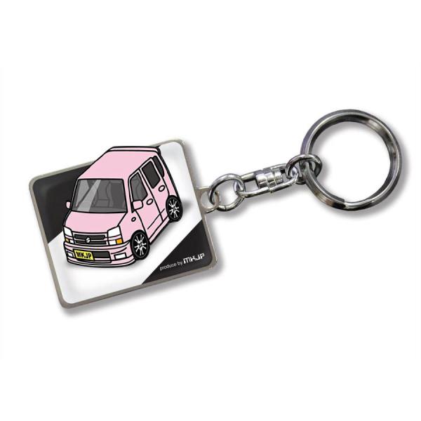 MKJP カスタムキーホルダー スズキ ワゴンR RR MH21S 車カラー：ピンク ゆうメール送料...