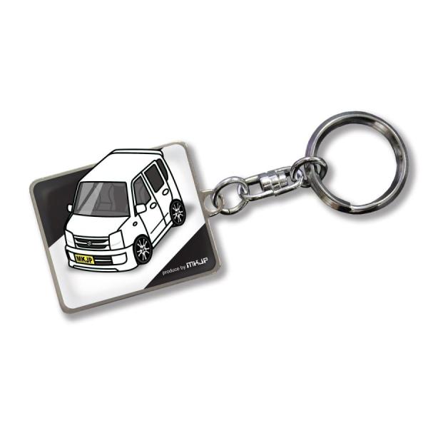 MKJP カスタムキーホルダー スズキ ワゴンR MH21S 車カラー：ホワイト ゆうメール送料無料