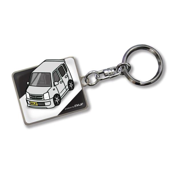 MKJP カスタムキーホルダー スズキ ワゴンR MH21S 車カラー：シルバー ゆうメール送料無料