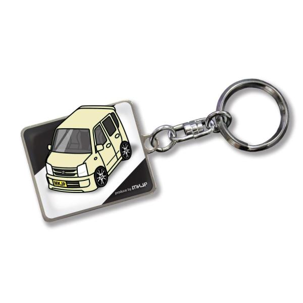 MKJP カスタムキーホルダー スズキ ワゴンR MH21S 車カラー：クリーム ゆうメール送料無料