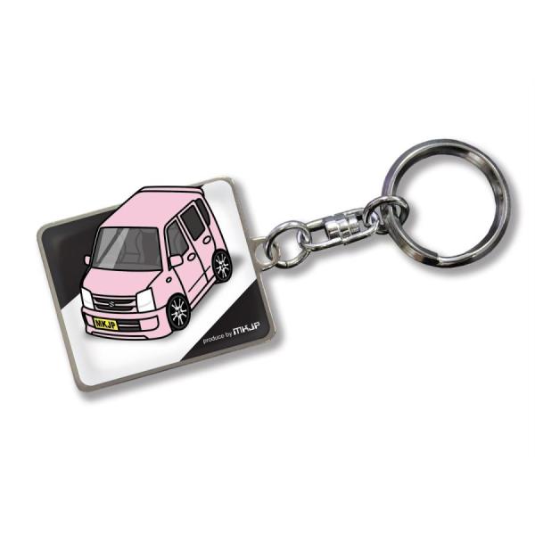 MKJP カスタムキーホルダー スズキ ワゴンR MH21S 車カラー：ピンク ゆうメール送料無料