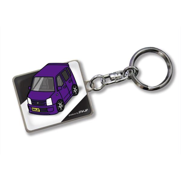 MKJP カスタムキーホルダー スズキ ワゴンR MH21S 車カラー：パープル ゆうメール送料無料