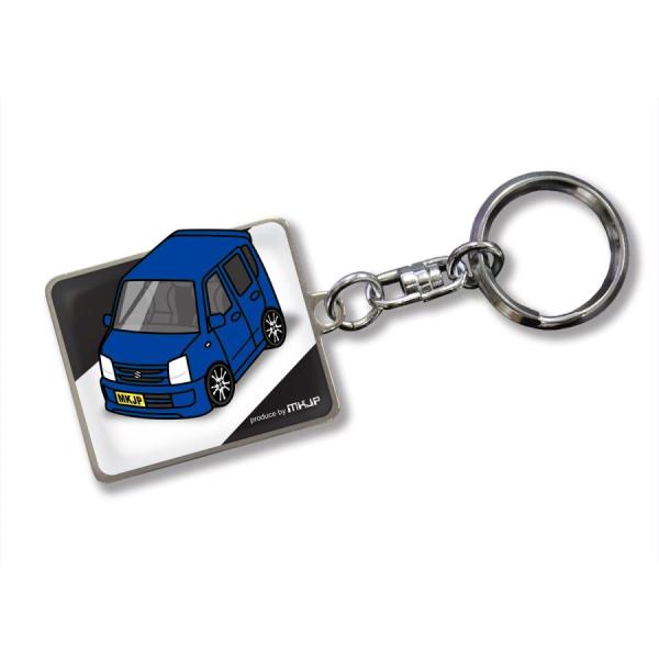 MKJP カスタムキーホルダー スズキ ワゴンR MH21S 車カラー：ブルー ゆうメール送料無料
