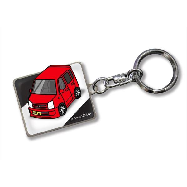 MKJP カスタムキーホルダー スズキ ワゴンR MH21S 車カラー：レッド ゆうメール送料無料