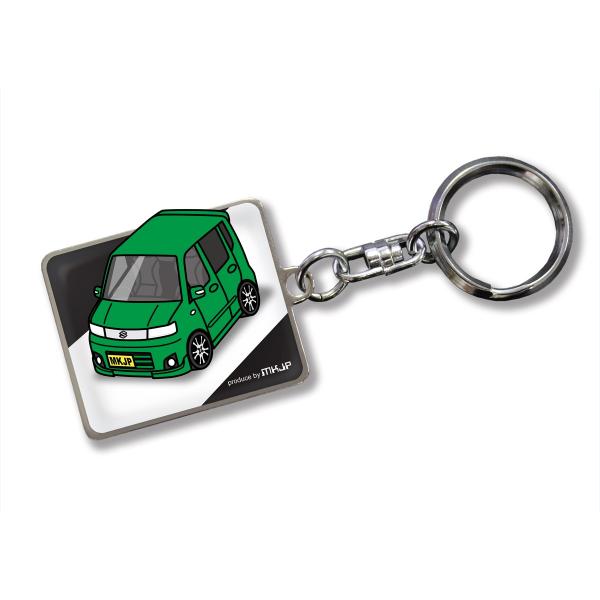 MKJP カスタムキーホルダー スズキ ワゴンR MH22S 車カラー：グリーン ゆうメール送料無料