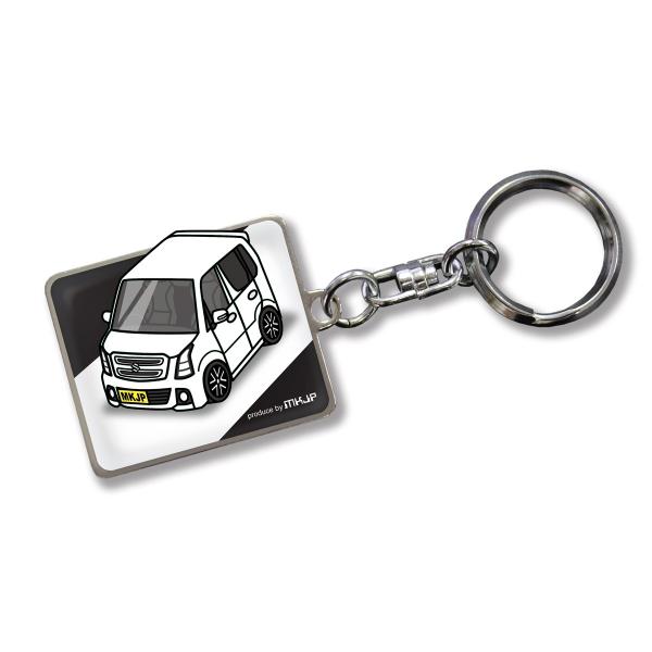 MKJP カスタムキーホルダー スズキ ワゴンRスティングレー MH55S 車カラー：ホワイト ゆう...
