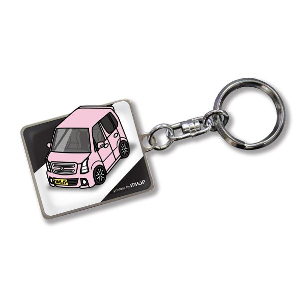 MKJP カスタムキーホルダー スズキ ワゴンRスティングレー MH55S 車カラー：ピンク ゆうメ...