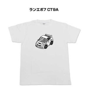 Tシャツ モノクロ シンプル 車好き プレゼント 車 祝い クリスマス 男性 ミツビシ ランエボ7 CT9A ゆうパケット送料無料｜mkjp