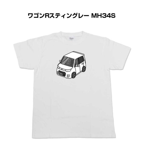 Tシャツ モノクロ シンプル 車好き プレゼント 男性 スズキ ワゴンRスティングレー MH34S ...