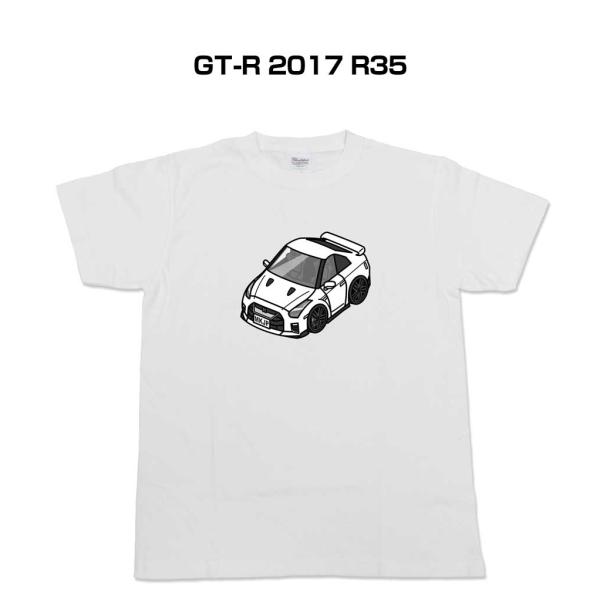 Tシャツ モノクロ シンプル 車好き プレゼント 男性 ニッサン GT-R 2017 R35  ゆう...