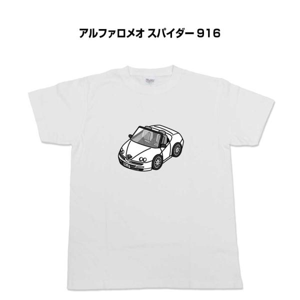 Tシャツ モノクロ シンプル 車好き プレゼント 男性 外車 アルファロメオ スパイダー 916  ...