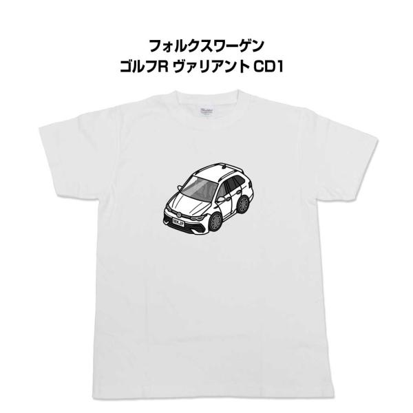 Tシャツ モノクロ シンプル 車好き プレゼント 男性 外車 フォルクスワーゲン ゴルフR ヴァリア...