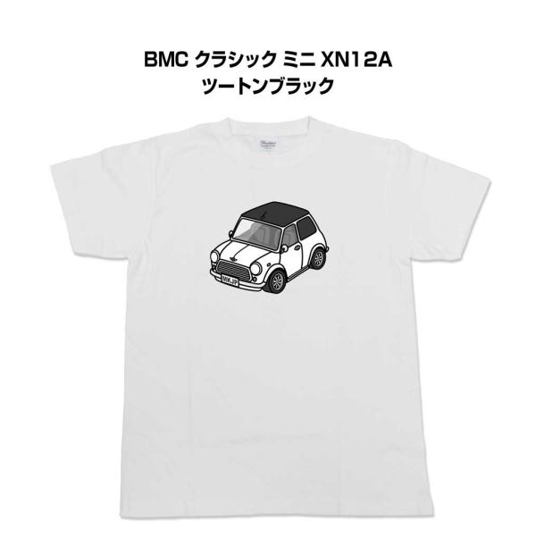 Tシャツ モノクロ シンプル 車好き プレゼント 男性 外車 BMC クラシック ミニ XN12A ...