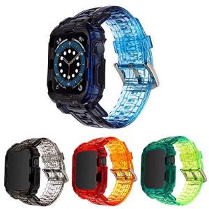 NikalaJP Apple Watch バンド ケース 透明 一体型 グラデーション 衝撃吸収 全面保護 脱着簡単 AppleWatch Serie