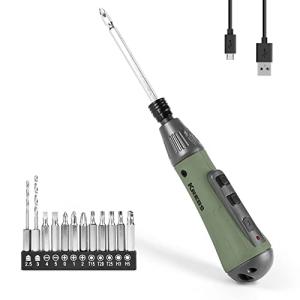 KREBS 電動ドライバー 小型 電動ドリル USB充電式 3.6V 超軽量 手動/電動 正逆回転 高輝度LEDライト ビッ