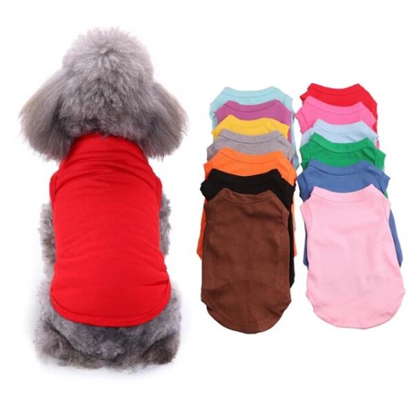 犬用の伸縮性のあるサマーtシャツ,無地,柔らかい綿,猫と子犬用,コスチューム