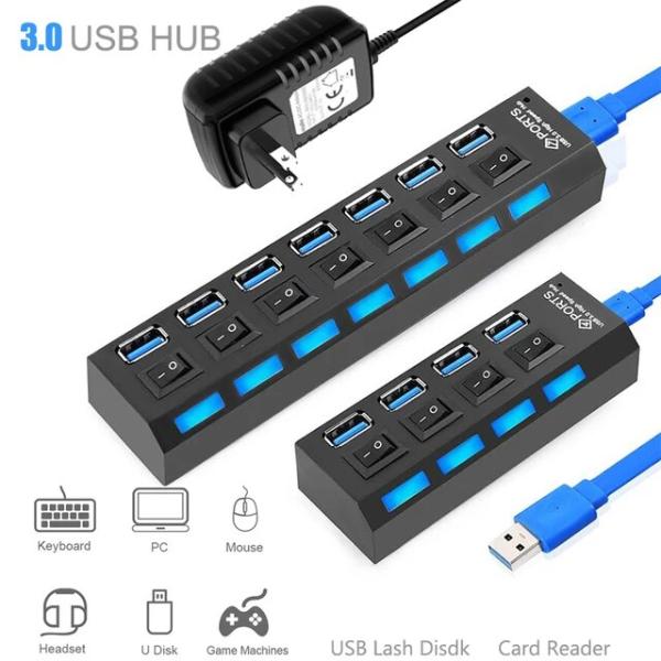 Usb 3.0ハブ5 5gbpsの高速マルチusbスプリッタ3 hab使用電源アダプタ4/7ポート複...