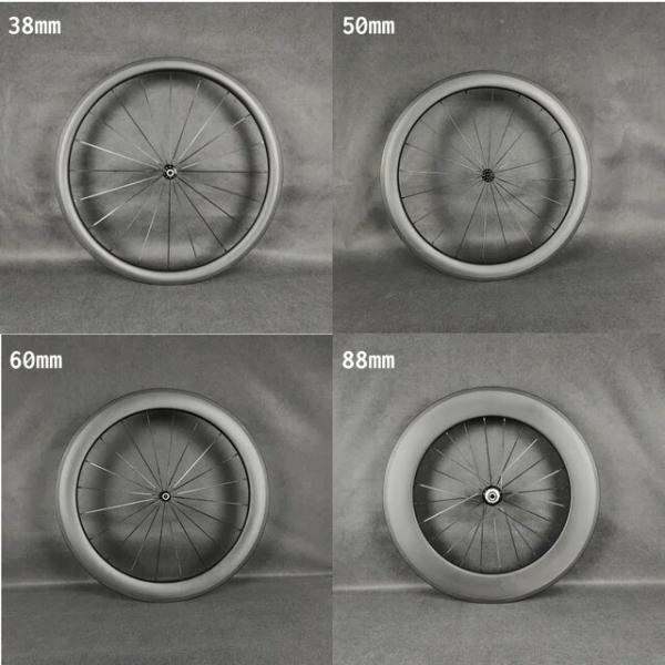 カーボンファイバーロードバイクフロントホイール700c,深さ38/50/60/88mm,幅25mm,...