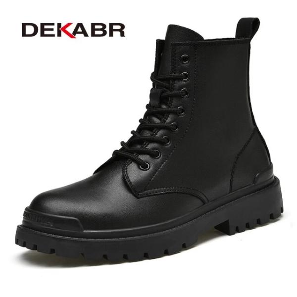 Dekabr-メンズ本革ブーツ,アンクルブーツ,ファッショナブルな靴,冬用,オートバイ用,サイズ38...