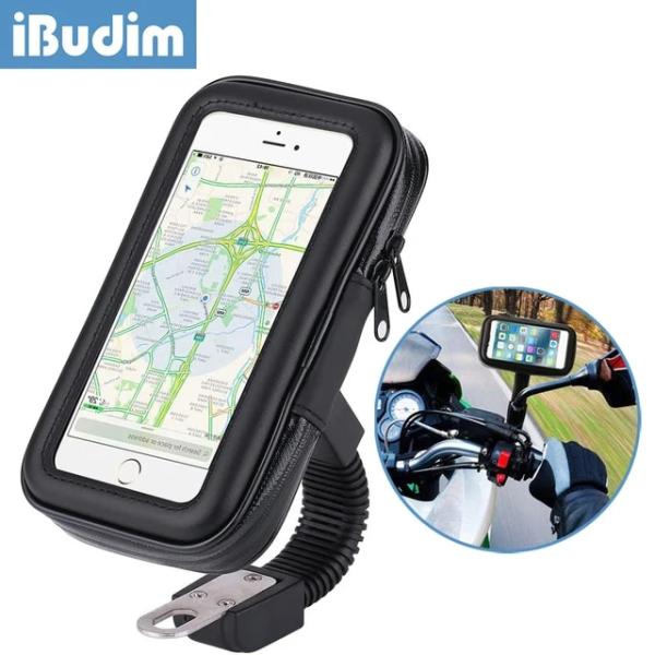 Ibudim-オートバイ用gps付き防水携帯電話ホルダー,バックミラー,カバーバッグ