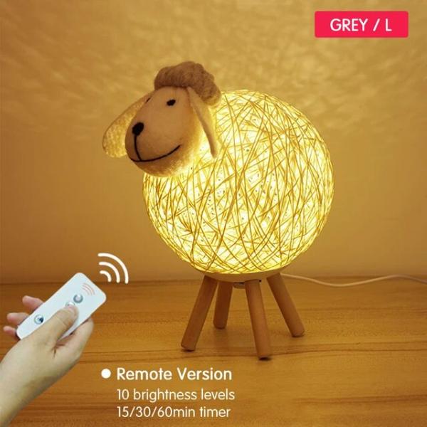 子供のための調光ナイトライトかわいい羊のリモコンyarnボール,ランプシェード,デイランプ,USBベ...