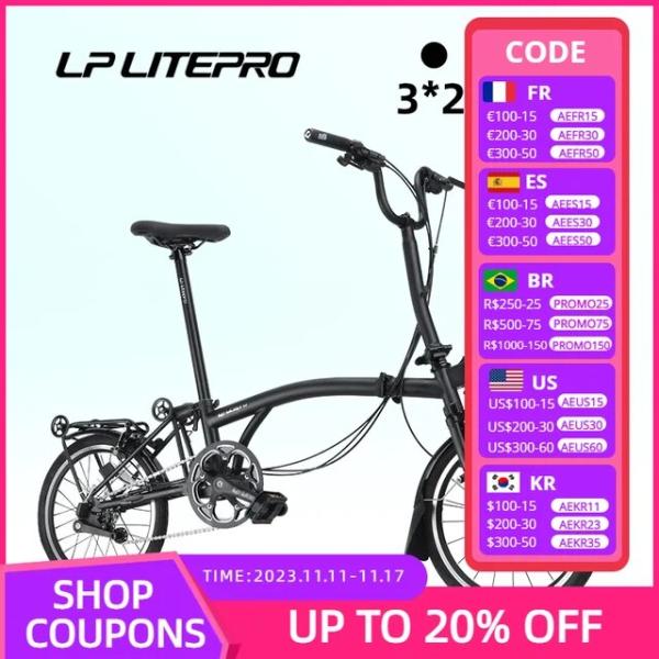Lp litepro 16インチ自転車内部3外部2高速超軽量モリブデン鋼簡単折りたたみバイク