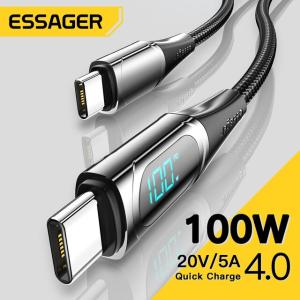 Essager-USB Type-Cケーブル100W,Samsung,Huawei,macOS,iPad用の急速充電ケーブル