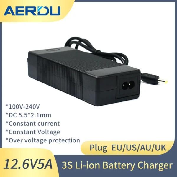 Aerdu-電動自転車用充電器,リチウム電池充電器12.6v 5a,3s 12v,EU/us/au/...