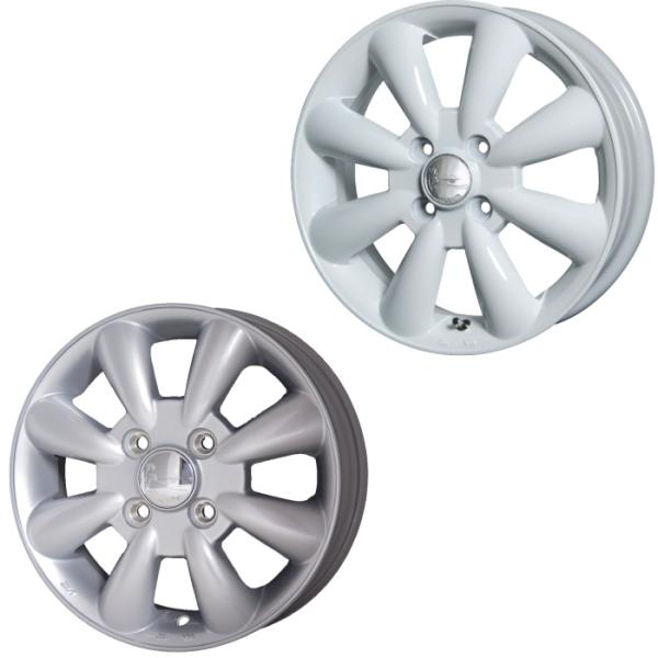 14インチ 4穴 100 4.5J ララパーム KC-8 シルバーorホワイト ホイール単品 4本セ...