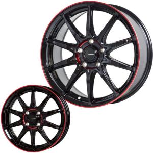 ホイール4本セット G.Speed P-06 ブラック+レッドクリア 15イン… HOT STUFF 15インチ 4穴 100 5.5J ジースピード P-06 ブラック+