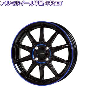 15インチ 4穴 100 4.5J ジースピード P-05R ブラック+ブルークリア ホイール単品 4本セット｜mkst