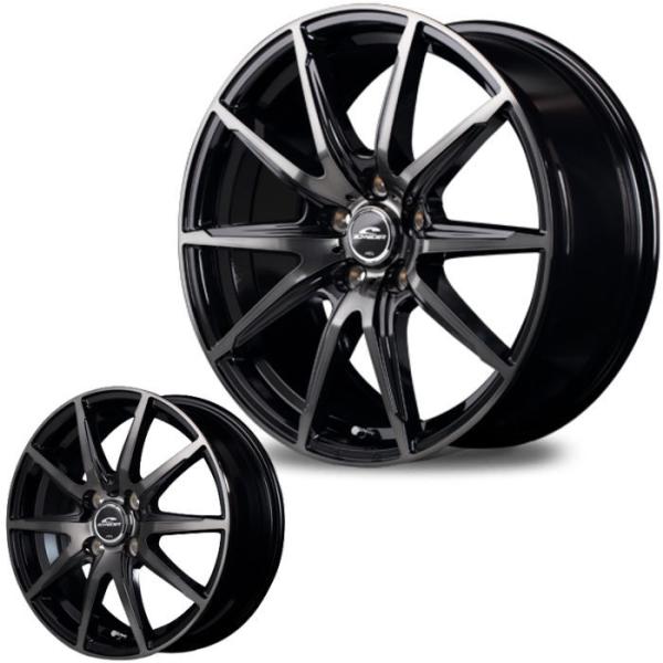 225/50R18 シュナイダー DR-02 ブラックポリッシュ+ブラッククリア 18インチ 5穴 ...