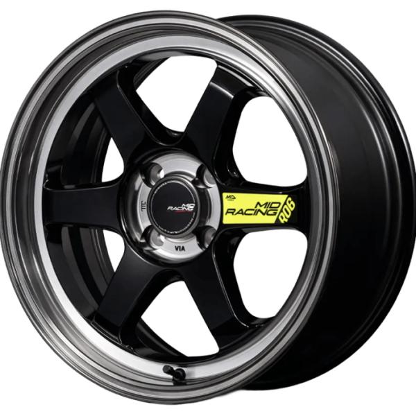 ホイール単品 1本 16インチ 7J+35 4H-100 MID RACING R06 ブラッククリ...