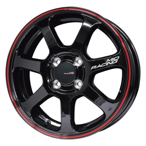 ホイール単品 1本 15インチ 5J+45 4H-100 MID RACING R07 ブラック/リ...