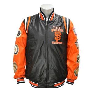 MLB ジャイアンツ ジャケット/スタジャン ジースリー/G-III Giants 7-Time Champions Leather ジャケット/スタジャン【OCSL】 2212msg｜mlbshop