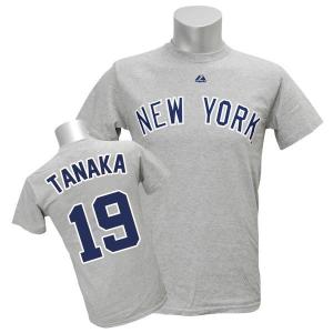 リニューアル記念メガセール 田中将大 Tシャツ ヤンキース MLB グレー マジェスティック｜mlbshop