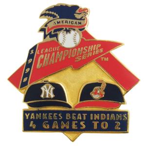 MLB ヤンキース ピンバッジ リーグ・チャンピオンシップ・シリーズ 1998 ヤンキース ビート インディアンス  レアアイテム｜mlbshop