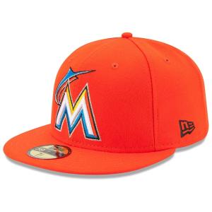 マーリンズ キャップ ニューエラ NEW ERA  MLB オーセンティック オンフィールド 59FIFTY ロード 平つば キャップ 特集｜mlbshop