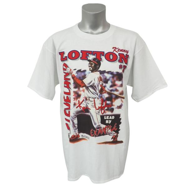 MLB インディアンス ケニー・ロフトン 1996 Tシャツ Gildan ホワイト レアアイテム【...