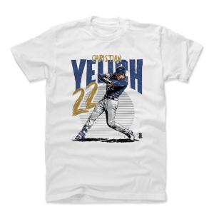 MLB Tシャツ ブリュワーズ クリスチャン・イエリッチ Player Art Cotton T-Shirt 500Level ホワイト 1112LV【OCSL】｜mlbshop