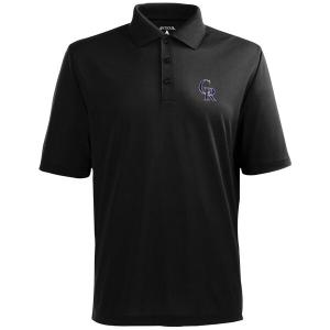 MLB コロラド・ロッキーズ デザート ドライ エクストラライト ポロシャツ Antigua ブラック｜mlbshop