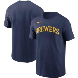 MLB ミルウォーキー・ブリュワーズ Tシャツ チームワードマーク ナイキ/Nike ネイビー【OCSL】｜mlbshop