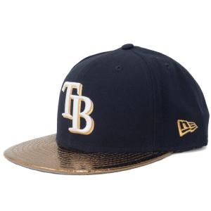 MLB タンパベイ・レイズ キャップ/帽子 メタリック ゴールド スライサー 59FIFTY ニューエラ/New Era ネイビー/ゴールド｜mlbshop